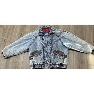 Weathered Blues Womens Denim W/Polyester Lining Sz L VTG Jacket
